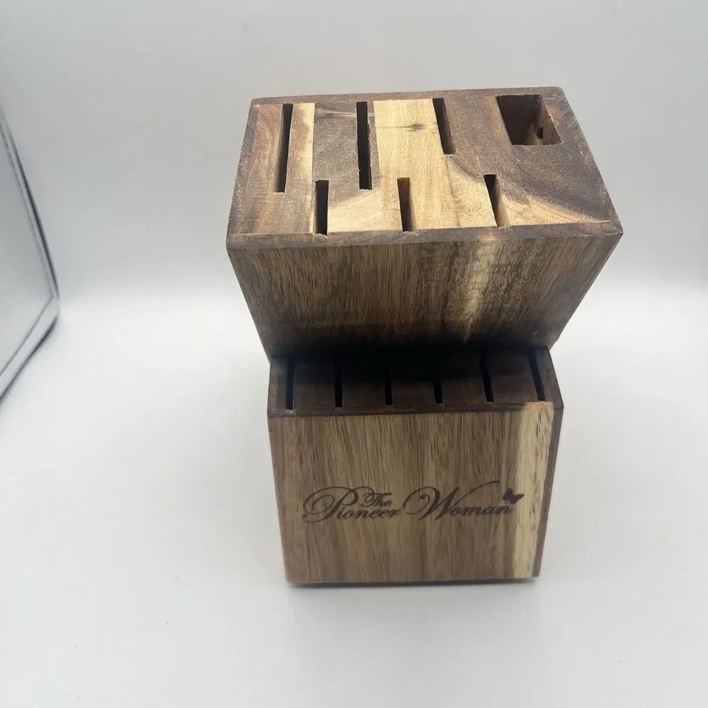 PIONEER WOMEN Wooden Wood Knife Block with 13 Slots